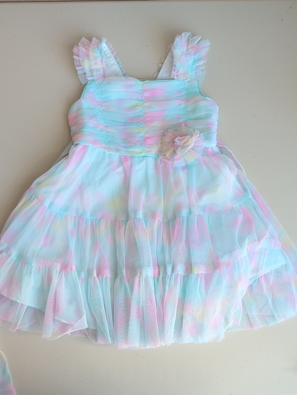 Jona Michelle Pastel Rainbow Tulle Party Dress - Pink, Blue, Yellow